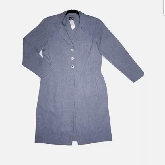 Helene Blake Gray Blazer Dress Button Up Long - Picture 4 of 5